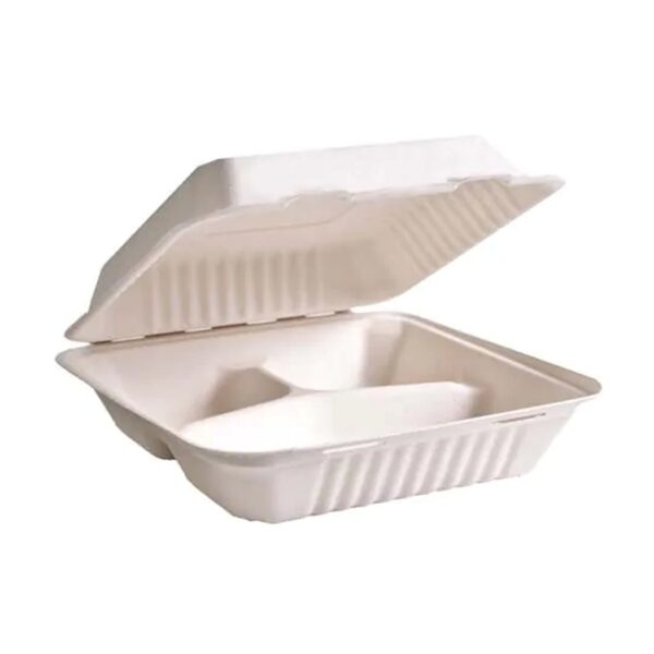 Hinged Fiber Container 8"x8"  3 Comp. - Case of 200