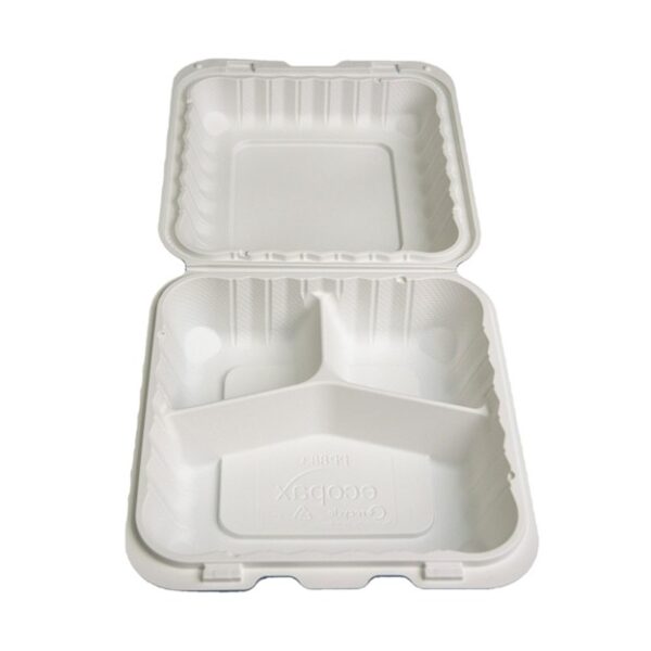 Hinged Container Box  8"x8" 3 Comp. Pebble - Case of 150