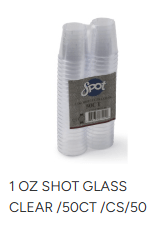 Shot Glass  Clear 1 Oz - Case of 50/50 Pack