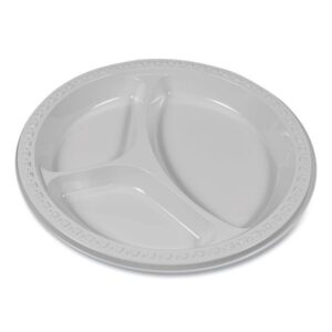 Plastic Plates White 9” 3 Section – Case of 400